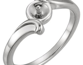 Pearl ring mounting for 5.5 or 7mm pearl, available in Sterling Silver or 14k Gold