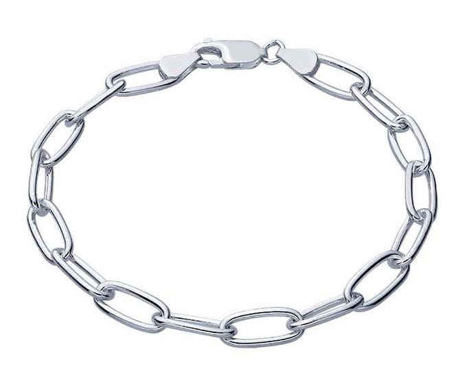 Sterling Silver 6.2mm Oval Link Chain Bracelet,  8 inch