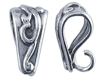 Sterling silver swirl design pendant bail with ring
