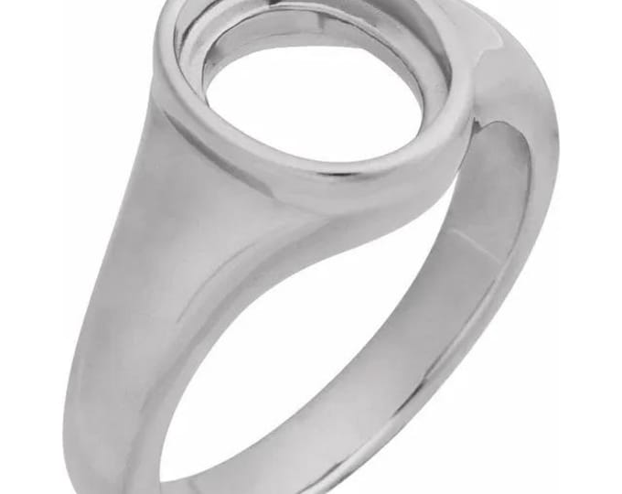 Oval Bezel-Set Ring Mounting, Ladies ring in Sterling Silver or 14k yellow or white Gold, different setting sizes available