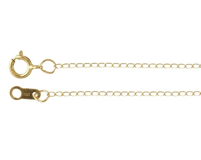 14K Yellow Gold 0.9mm Curb Chain in 16 or 18inch, chains per inch,