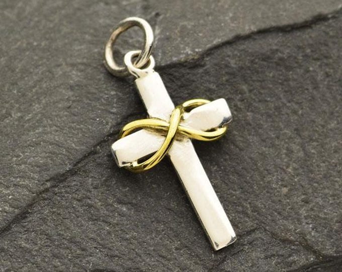Silver Cross with Bronze Infinity on Crossbar 22x10mm
