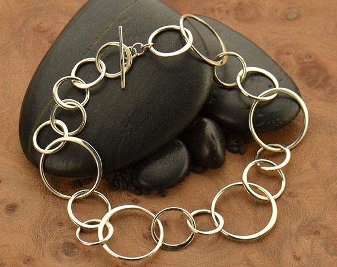 Sterling Silver Charm Bracelet - Handmade Circle Chain