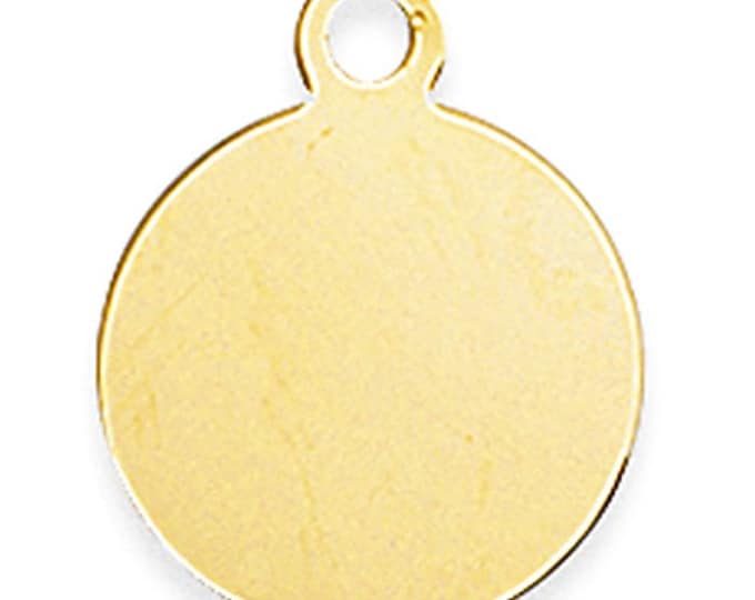 14K Yellow Gold Round Disc Charm 2 sizes available