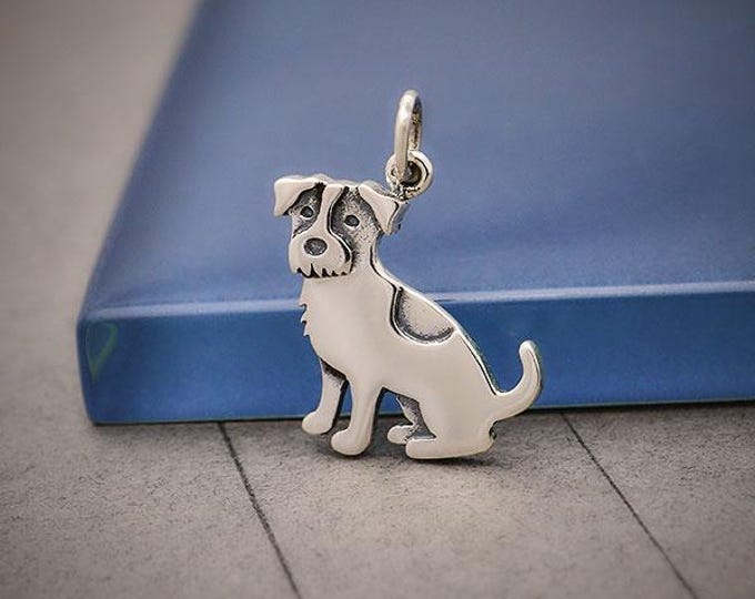 Sterling Silver Jack Russell Terrier Dog Charm 20x15mm