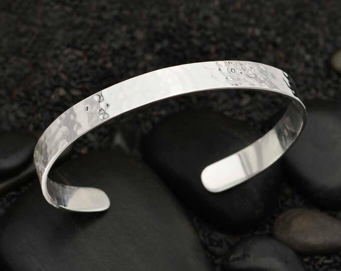 Sterling Silver Hammered Cuff Bracelet 46x63mm