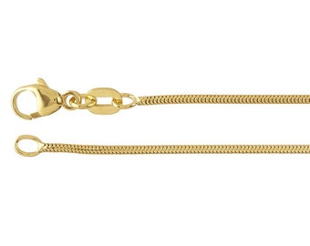 14K Yellow Gold 1.2mm Unseamed Snake Chain, choose 16",18" or 20"