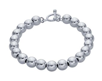 Sterling Silver 8mm Bead Chain Bracelet, 7inch