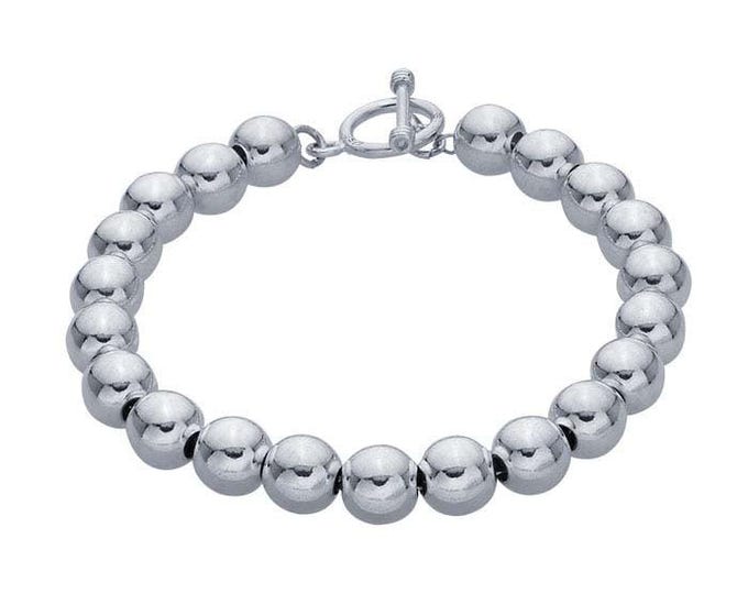Sterling Silver 8mm Bead Chain Bracelet, 7inch