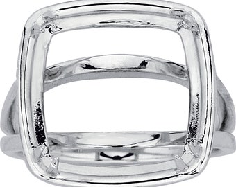 Montaje de anillo tipo cojín de plata de ley de 14 mm