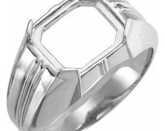 12x10 mm Emerald Ridged Cabochon Ring Mounting in Sterling Silver,  10k Gold or 14k Gold
