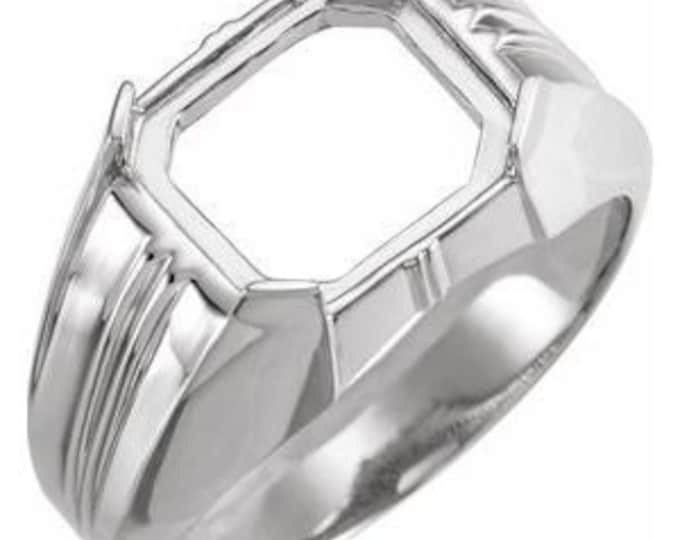 12x10 mm Emerald Ridged Cabochon Ring Mounting in Sterling Silver,  10k Gold or 14k Gold