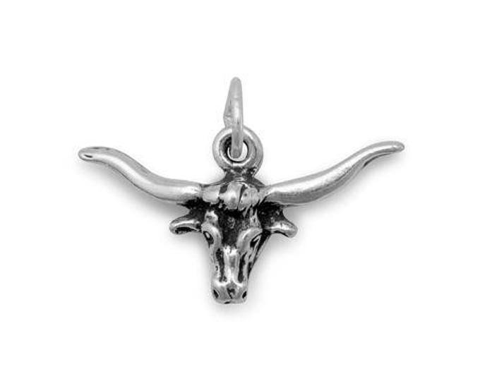 Western Steer Charm in 925 Sterling Silver