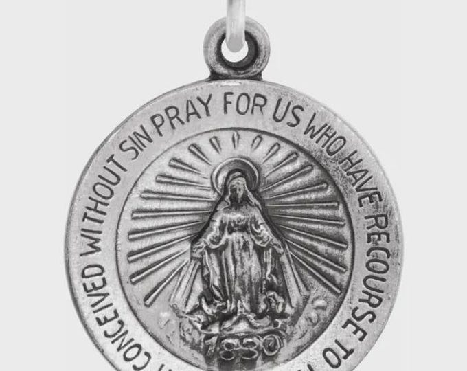 Miraculous Medal in Sterling Silver or 14k Gold, 3 sizes available