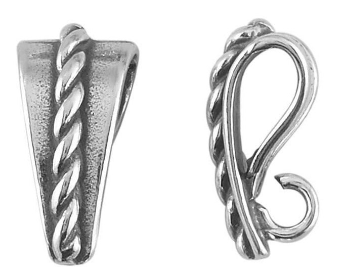 Sterling Silver Rope Design Pendant Bail with Ring