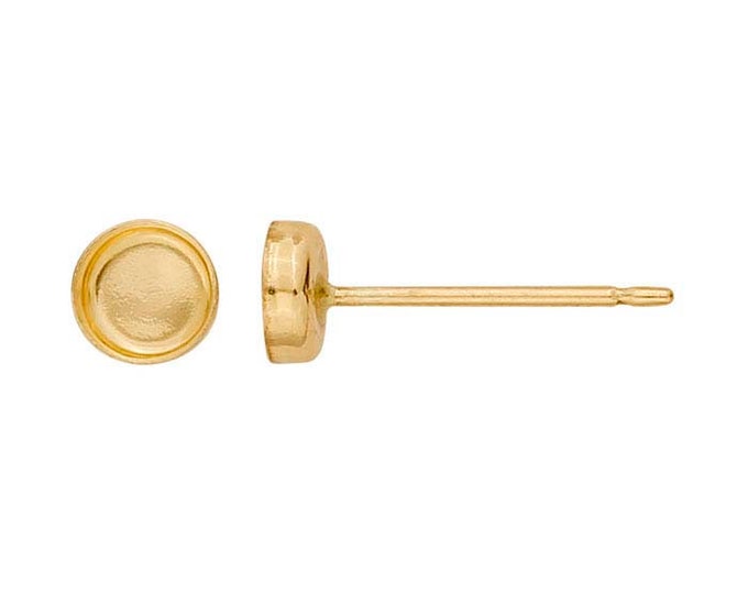 14/20 Yellow Gold-Filled Round Cabochon Post Earring Mounting with or without backs