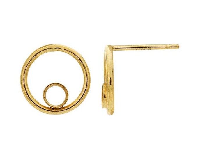 14/20 Yellow Gold-Filled Circle 3mm Round Post Earring Mounting Pair