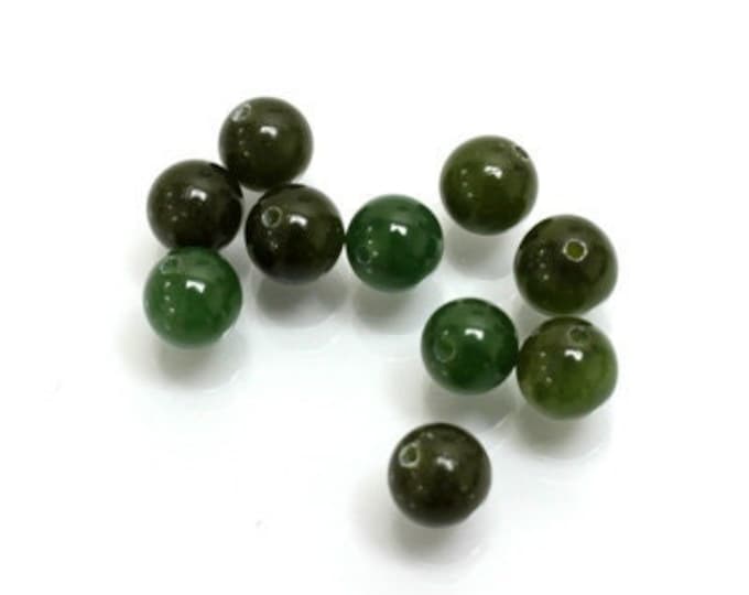 1-hole ball 06mm taiwan jade (nephrite), half drilled gemstone bead