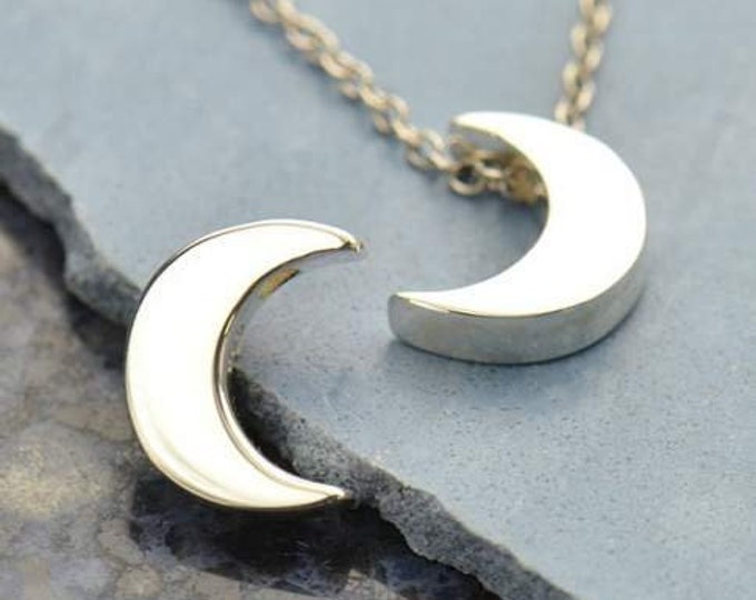 1 sterling silver bead - large moon 12x9mm
