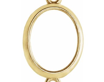 14K Yellow or White Gold 9x7 mm Oval Bezel-Set Link