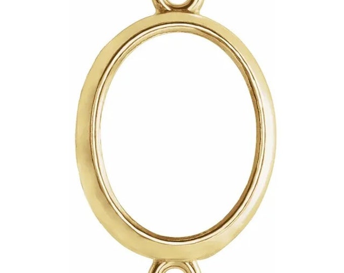 14K Yellow or White Gold 9x7 mm Oval Bezel-Set Link