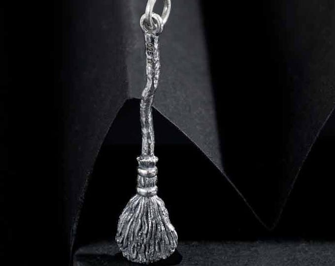 Sterling Silver Witch's Broom Charm 34x8mm