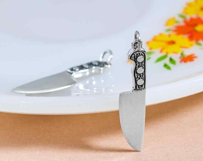 Sterling Silver Large Kitchen Knife Charm 36x7mm
