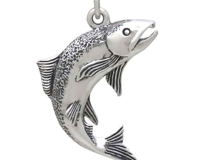 Sterling Silver Salmon Charm 29x20mm