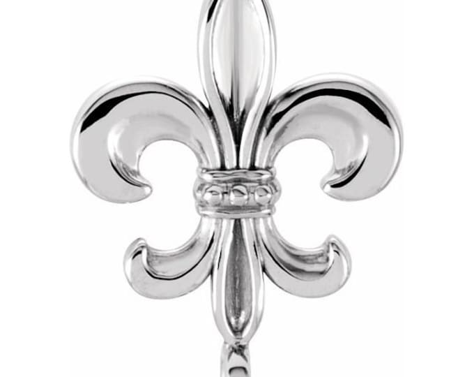 Fleur-de-Lis Hidden Bail with Ring, available in Sterling Silver, 14k yellow gold and 14k white gold