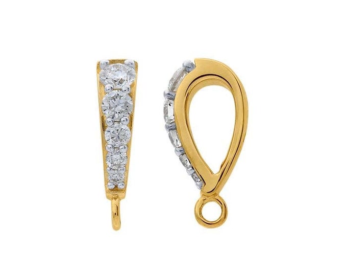 14K Yellow or White Gold Diamond-Set Pendant Bail with Ring