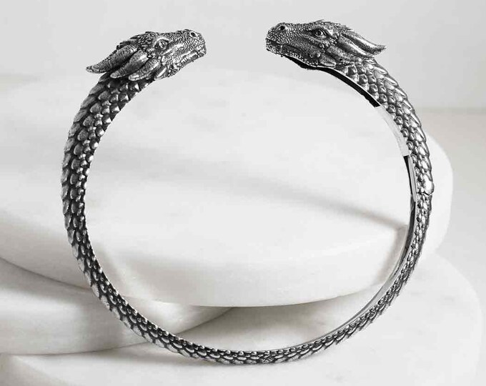 Sterling Silver Dragon Cuff Bracelet