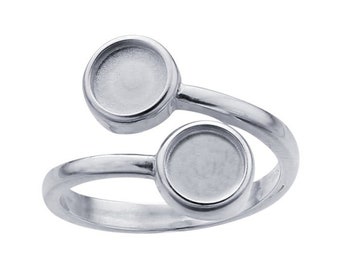 Sterling Silver Bypass Ring with Round Cabochon Mountings
