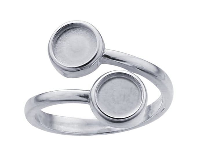 Sterling Silver Bypass Ring with Round Cabochon Mountings
