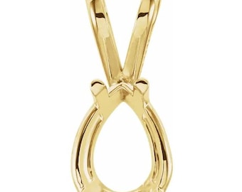 Pear 4-Prong Pendant Mounting in 14k Gold, choose your size