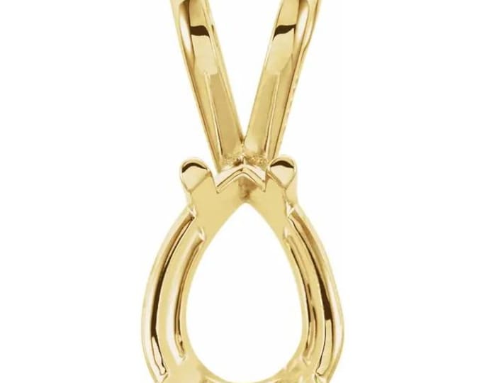 Pear 4-Prong Pendant Mounting in 14k Gold, choose your size