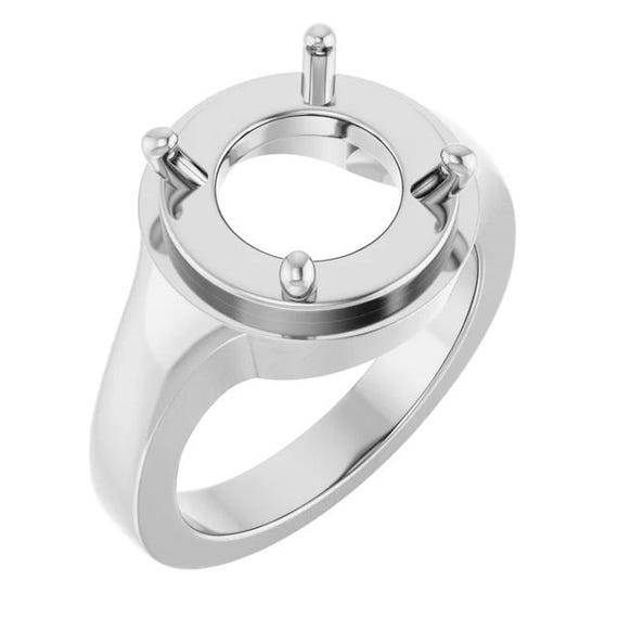 Sterling Silver 11 Mm Round Ring Mounting, Customizable Setting