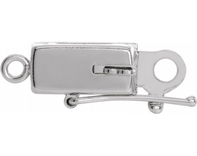 Square 8x4 mm box clasp in sterling silver or 14k yellow gold