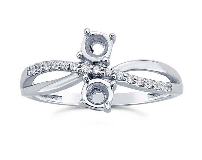 Sterling silver rhodium-plated 4mm round semi-mount engagement ring mounting