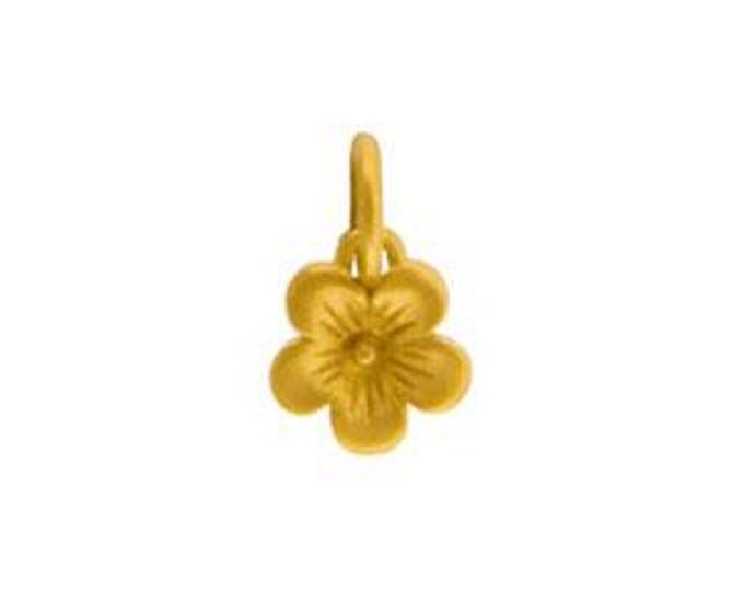Gold Charms - Cherry Blossom with 24K Gold Plate 11x7mm