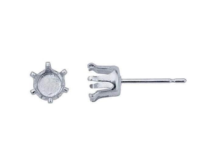6-prong round snap-set™ post earring mounting