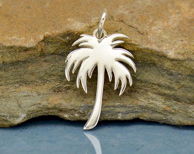 Sterling Silver Large Palm Tree Charm - Cutout 20x11mm