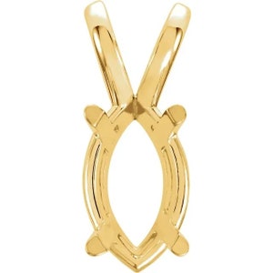 14k Gold Marquise 4-Prong Pendant Mounting: Sterling Silver Basket Setting