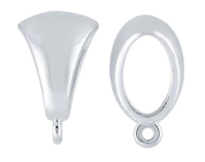 Sterling silver smooth pendant bail with perpendicular ring, choose your size