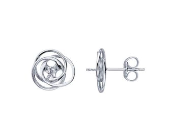 Sterling Silver Rhodium-Plated Love Knot 4.5mm Pearl Post Earring Mounting, also available in 14k Gold