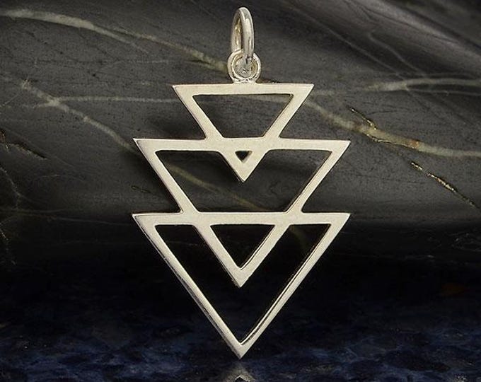 Sterling Silver Stacked Triangle Pendant 26x16mm