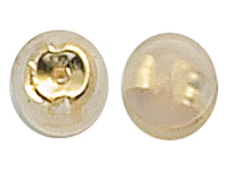 14K Yellow Gold Friction Ear Nut with Silicone Pad