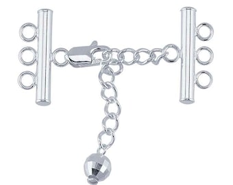 Adjustable Multi Strand Clasp, 3-strand, 925 Sterling Silver
