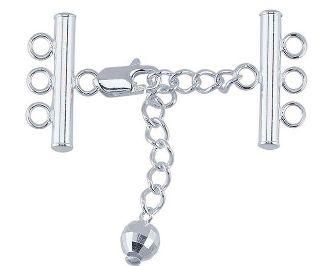 Adjustable Multi Strand Clasp, 3-strand, 925 Sterling Silver