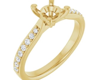 14K Yellow or White Gold  1/4 CTW Lab-Grown Diamond Semi-Set Engagement Ring