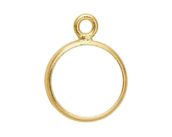 14k yellow gold 6mm open round bezel component mounting